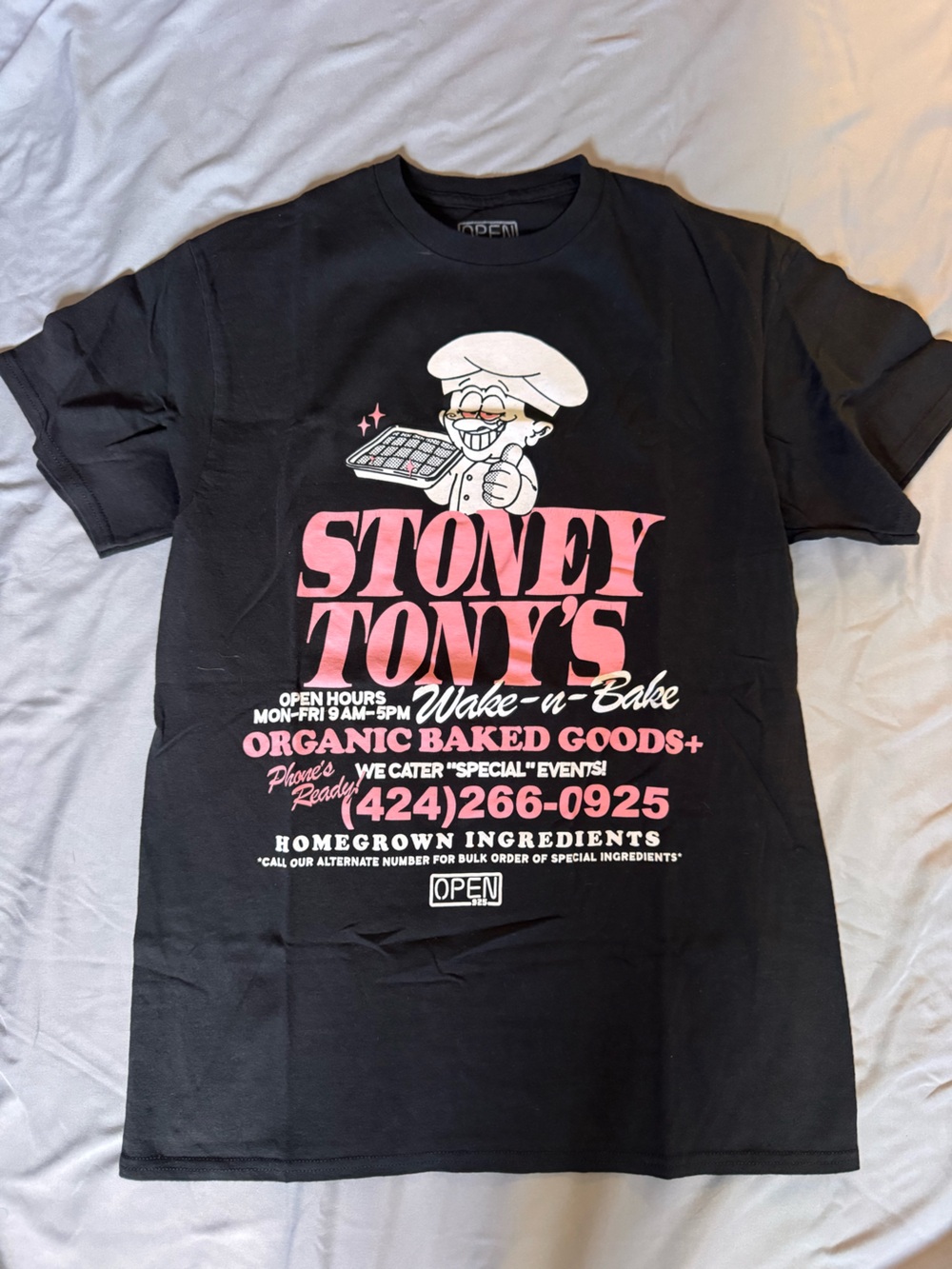 Stoney Tony's Black Short Sleeve Graphic Tee with Pink Print